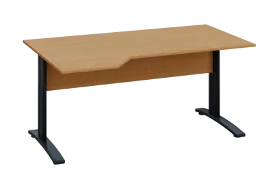 EZK 28 - 164 stůl kancelářský, rohový, levý, kovová podnož černá, deska 25 mm, široký 1600 mm, buk Royal